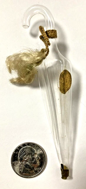 Antique German Hand Blown Glass Perfume Bottle, Parasol / Umbrella Shape, 5" Antique German Hand Blown Glass Perfume Bottle, Parasol / Umbrella Shape, 5"
