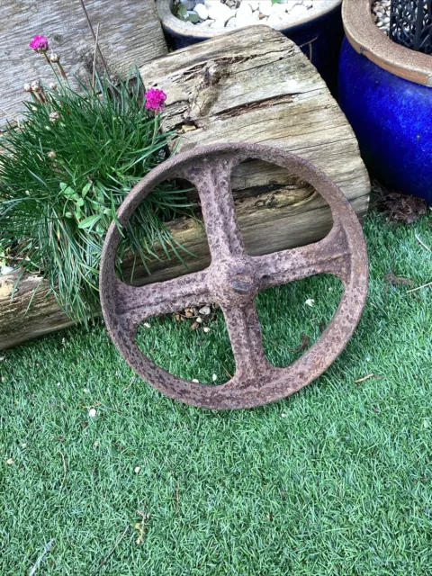 Antique Cast Iron  wheel 29 Cm Diameter 5 Cm Wide Rustic Used Plenty Of Age
