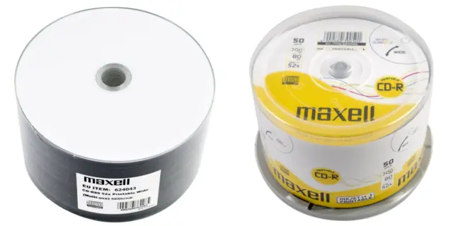 Maxell PRINTABLE CD-R 80 700MB 80min 52x 50 Pack Shrink Wrap/Spindle