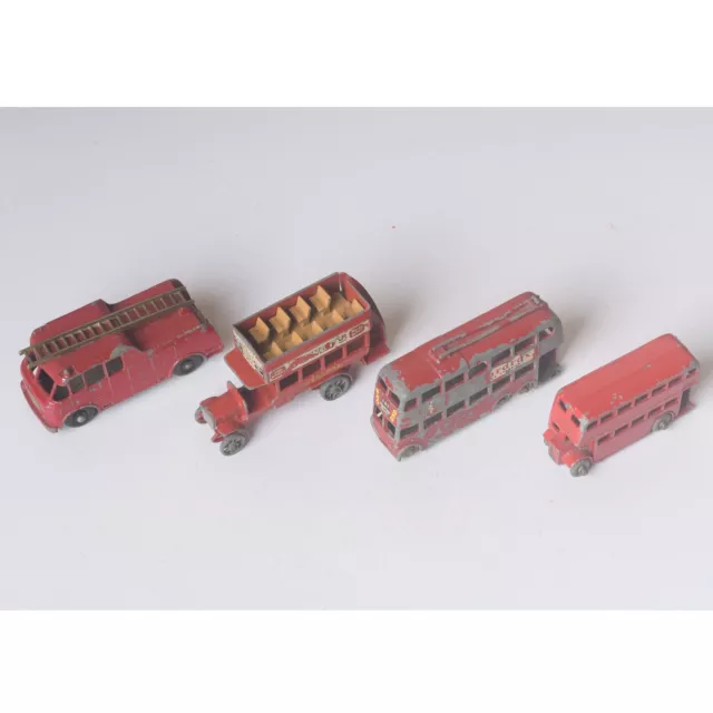 Job Lot 4x Lesney Matchbox Buses / Fire Engine. Merryweather, B Type, No.5