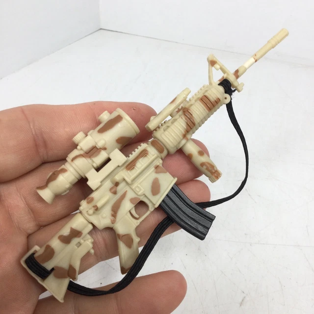 1/6 Hasbro Gi Joe Desert Camo M-4/M-16 Rifle +Scope & Sling Plastic Us Army Usmc