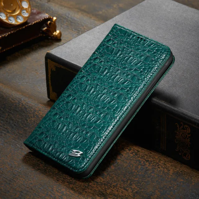 GENUINE LEATHER WALLET Crocodile Phone Case For iPhone 11 12 13 14 15 ...