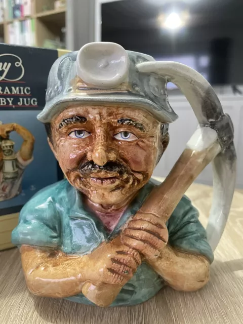 Saxony Vintage Miner Toby Jug Fine Ceramic Collectable Boxed With Pick Axe 2