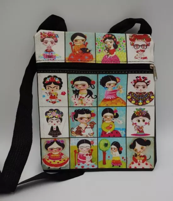 Frida Kahlo Zippered Small Crossbody Bag 6" x 7"