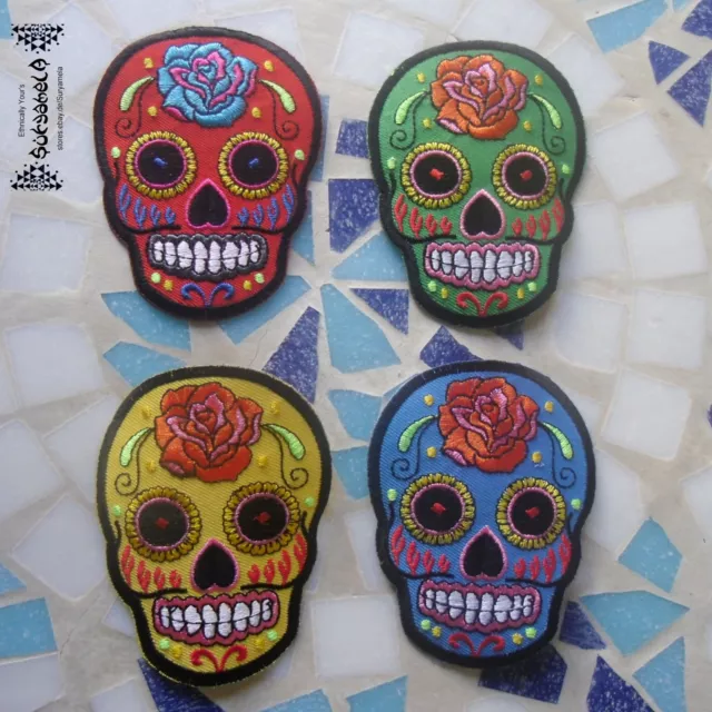 AUFNÄHER PATCH Totenkopf Sugar Skull Muerto muerte mexico Rockabilly Aufbügler