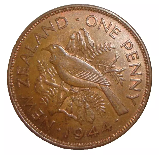 1944 New Zealand One Penny 1  Cent George Vi Nice World Coin