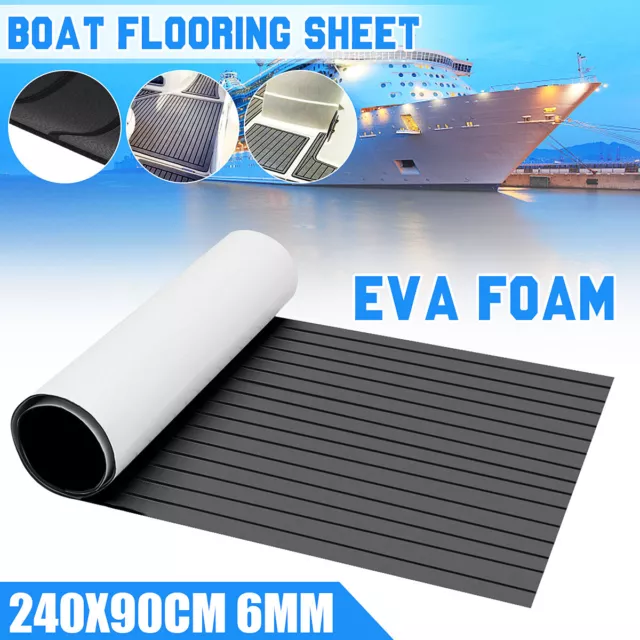 240×90cm Boat EVA Foam Sheet Decking Yacht Marine Teak Flooring Carpet Dark Grey