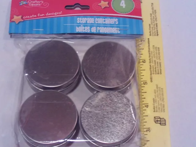 Tin Storage Containers 4 pk w/Lids - Arts/Crafts Beads Buttons Small Containers