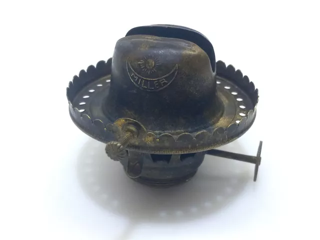 Vintage Edward Miller "Excelsior" Sun Hinge Oil Lamp #2 Brass Burner