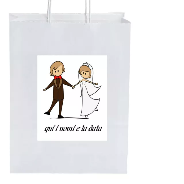 50 WEDDING BAGS PERSONALIZZATE SACCHETTI MATRIMONIO SPOSINI D1 18x8x24 + OMAGGI