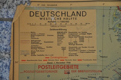 POSTLEITGEBIETE DEUTSCHLAND 1946 - Karte Postleitzahlen Besatzungszonen