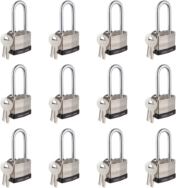 40Mm Keyed Alike Nickel Plated Laminated Steel Padlock, 1-9/16" Wide Body 2-Inch