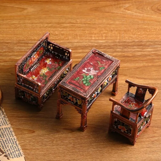 Miniature Doll House HandCrafted Asian Chinese Furniture Table Chair jewelry box