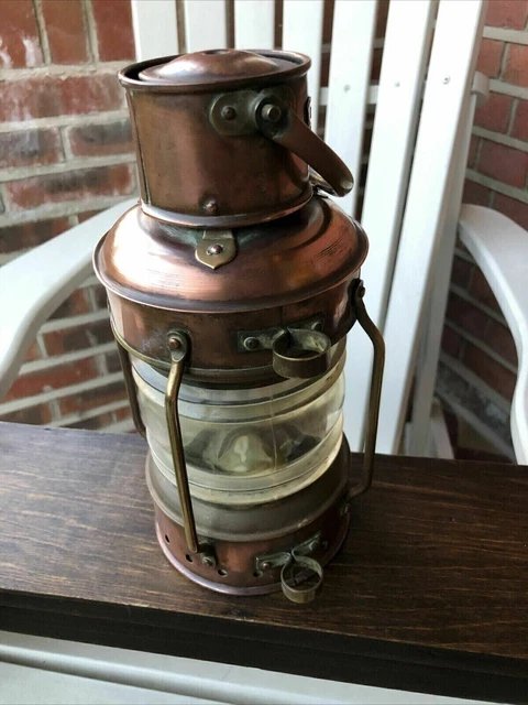 Öllampe Messing & Kupfer Anker Maritime Schiffslaterne Bootslampe aus Messing 2
