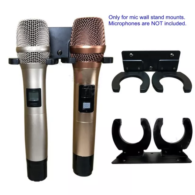 KTV Metal Microphone Wall Double Holder Mic Stand Mount Hanger Hook Clip Wireles