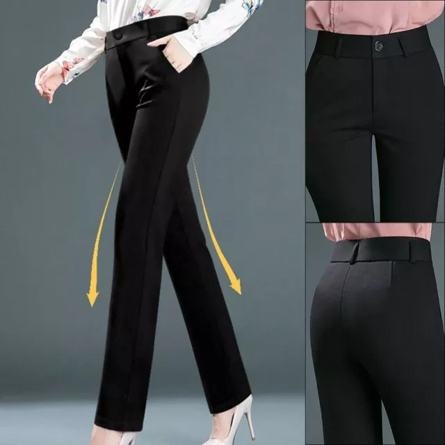 Eleganti pantaloni da ufficio OL con vita elastica per donna pantaloni dritti