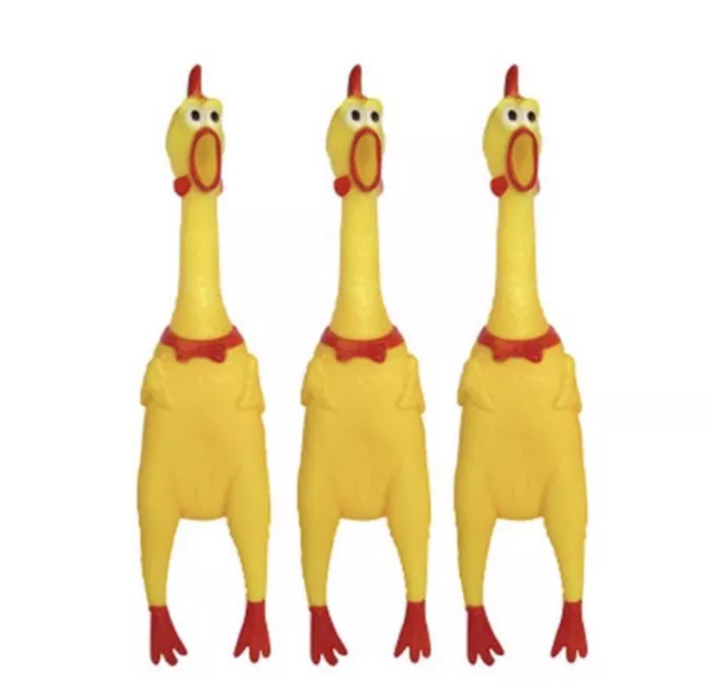 3 PACK - Shrilling Rubber Chicken Chew Sound Squeeze Screaming Dog Toy ...