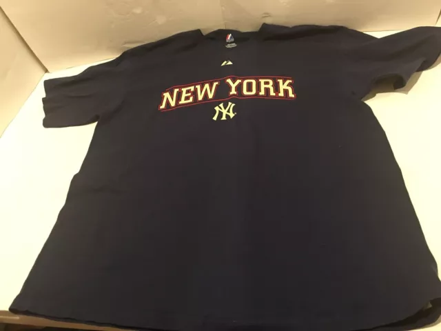 Majestic New York Yankees Mens T-Shirt Navy Logo Graphic  Tee Shirt  Size Xl.