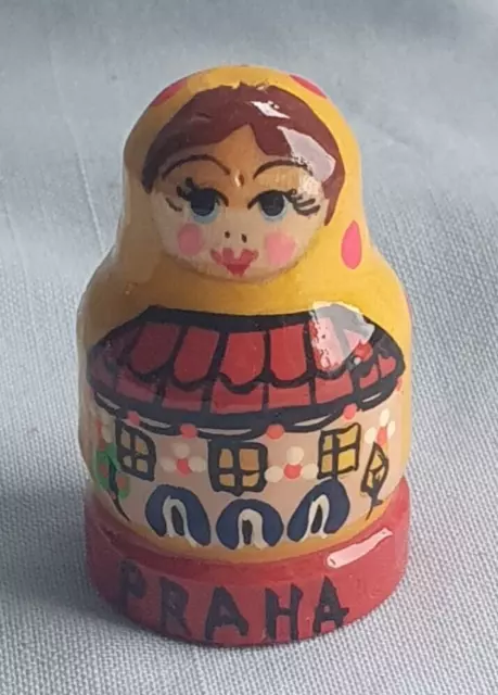 Wooden Babushka Doll Thimble - Praha Prague