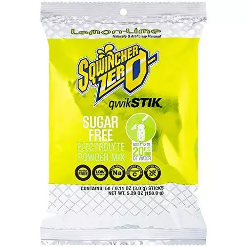 Sqwincher Zero Qwik Stik Sugar Free, Lemon Lime.11 0z (Pack of 50)