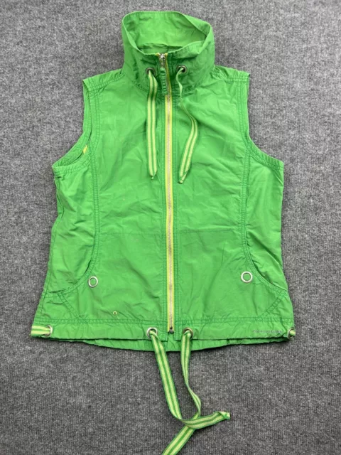 Columbia Vest Women's Small Green Full Zip Drawstring Waist Pockets High Neck