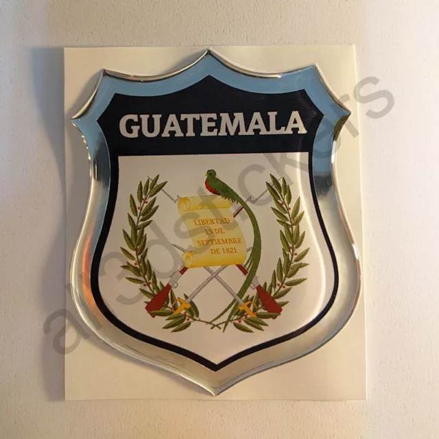 Pegatina Guatemala Escudo de Armas 3D Emblema Vinilo Adhesivo Resina Relieve