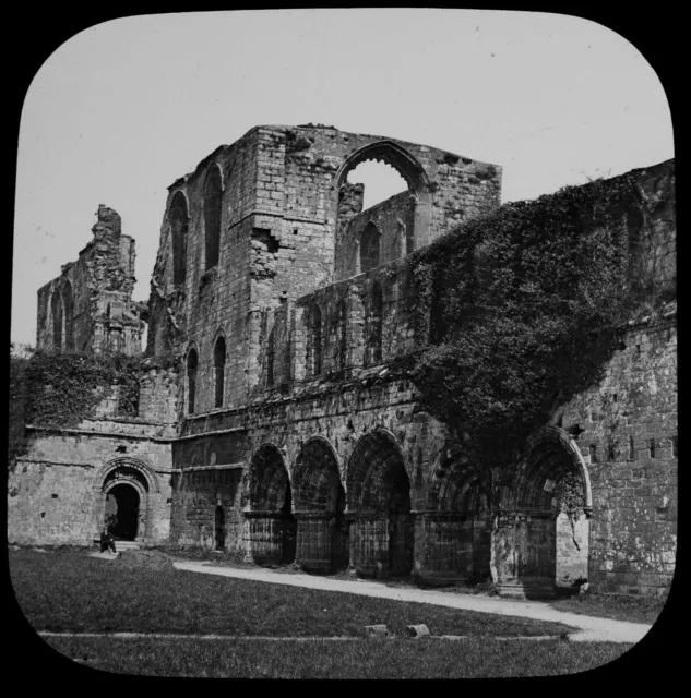 Magic Lantern Slide FURNESS ABBEY CLOISTER COURT C1890 PHOTO BARROW IN FURNESS