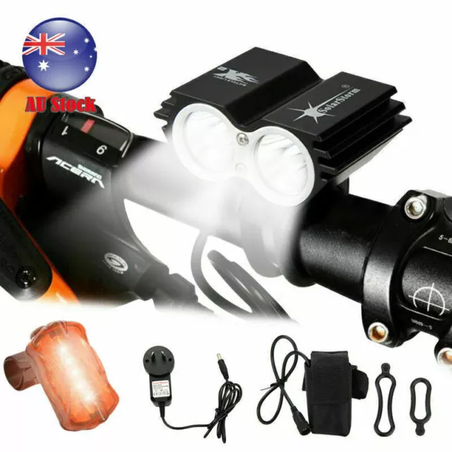 SolarStorm 20000LM X2 LED Bike Bicycle MTB Head Light Lamp Rear Light Set