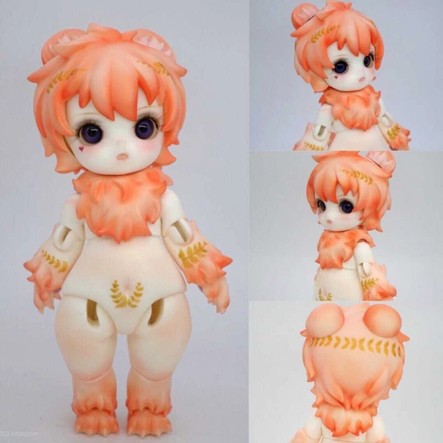 7IN Crazy Bear Doll 1/8 BJD MSD Doll Animal Hand and Feet Resin Wig Free Face Up