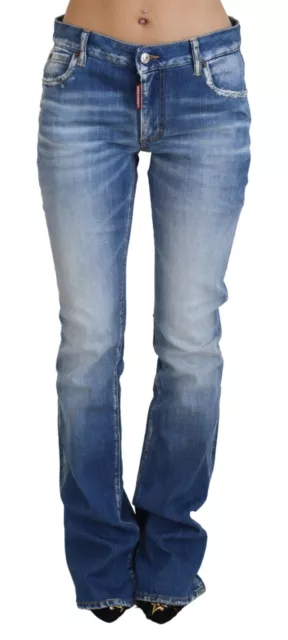 DSQUARED2 Jeans Blue Washed Cotton Mid Waist Flared Denim IT38/US4/XS RRP 670usd