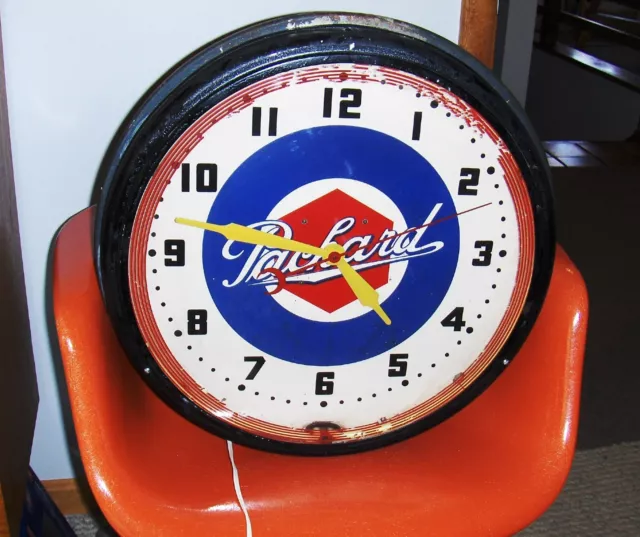 Vtg Original 1940'S Packard Dealership Neon Clock Works Not A Reproduction