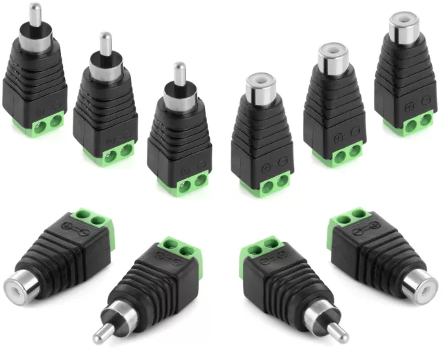 Poppstar RCA Stecker Adapter Set 5x RCA Stecker - 2-Pin / 5x RCA Buchse - 2 Pin