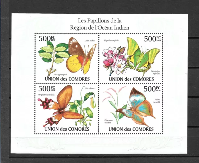 Comores 2011, Hoja Bloque Mariposas. Mnh.