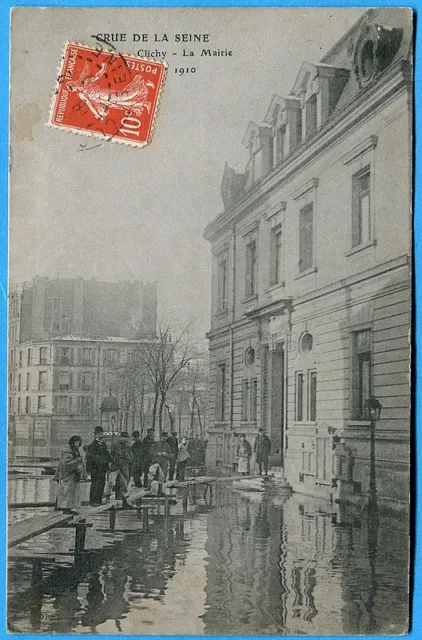 CPA: Crue de la Seine - Clichy - La Mairie - 28 January 1910