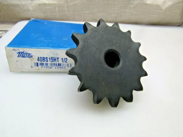 Martin Sprocket 40BS15HT 1/2  #40, 15 Hardened Teeth 1/2" Bore w/ 2 Set Screws