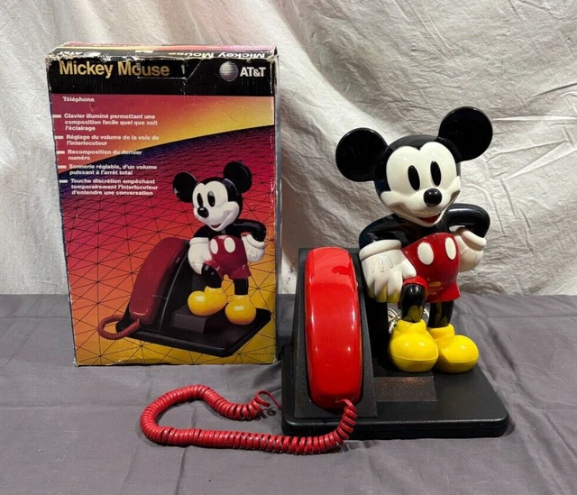 VINTAGE 1991 AT&T Mickey Mouse Corded Telehphone w/Box Satisfaction