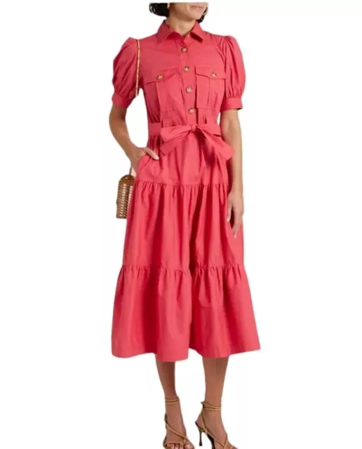 Derek Lam 10 Crosby Buffy Belted Utility Midi Dress- Pink, Size 12, Pockets