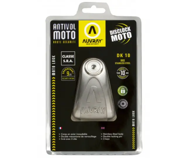Antirrobo Moto Bloque Disc AUVRAY DK-10 Acero Inoxidable Clase Sra / 4010-0459