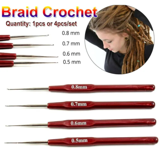 3pcs/set Dreadlock Crochet Hook for Hair Dreadlock Needle Tool for Braid  Craft Dread locks Crochet Needles 0.5mm (1 Hook 2 Hooks 3 Hooks)
