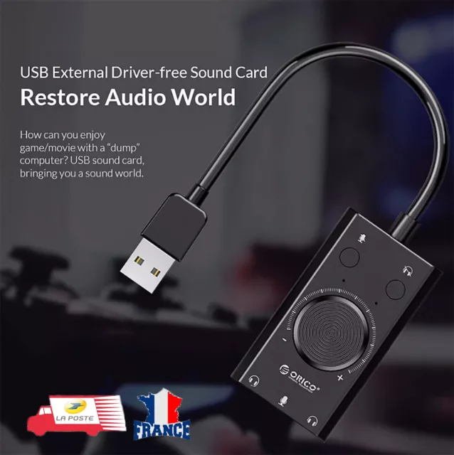 Carte Son USB Audio Interface Externe 3.5mm ORICO pour Windows / Mac / Linux sc2