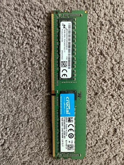 CRUCIAL 16GB 1Rx4 PC4-2400T-RC1-11 REG ECC 1.2V RDIMM CT16G4RFS424A.2G3B1.00
