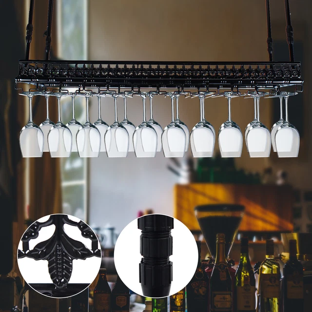 RETRO CEILING MOUNTED Wine Glass Rack Bar Drink Bottle Holder Storage