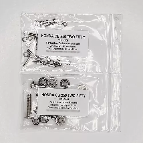 HONDA CB 250 TWO FIFTY 1991-2008 Kit n°1 vis BTR inox carburateur CB250