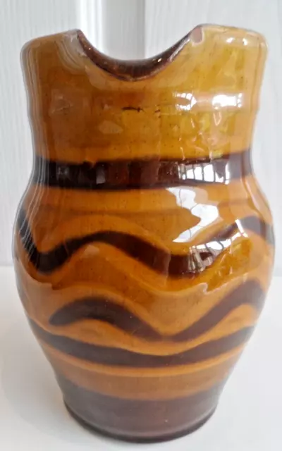 John Christie, Pantasaph Pottery, Wood Fired Slipware Jug Impressed Marks CHIP 3