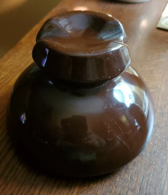 Large Brown Porcelain Insulator.  No name very nice piece.  1920's era.  Vintage