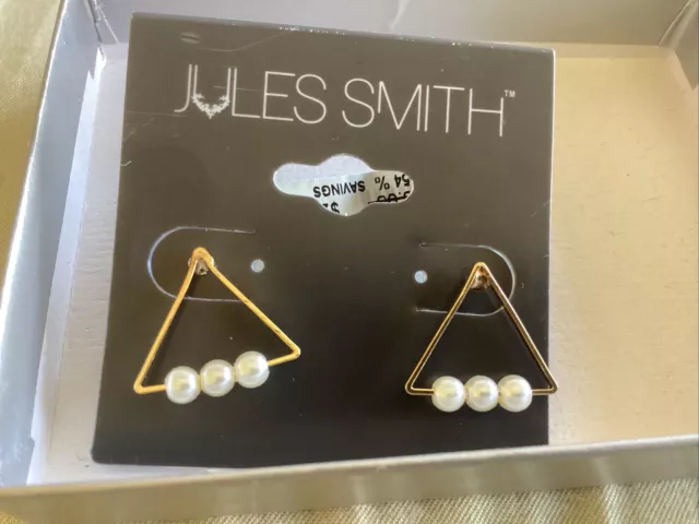 Jules Smith Pearl Triangle Earrings Gold MSRP $55
