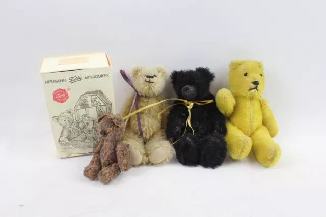 Miniature Mohair Bears Jointed Inc Hermann Boxed, Weighted, Handmade x 5