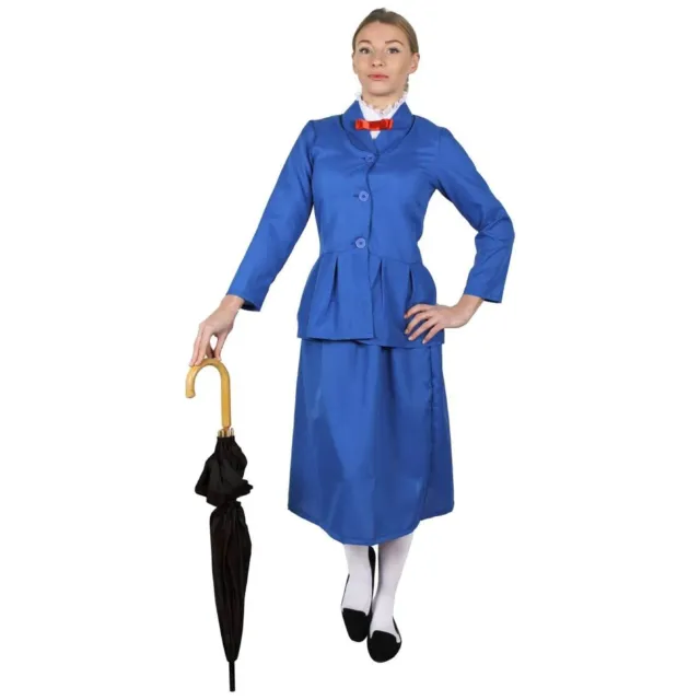 Ladies Magical Nanny Costume Character Womens Tv Film Book Victorian Fancy Dress