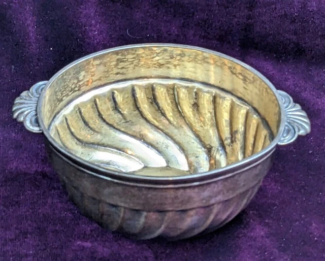 19th Century Christofle Silver Plated Wine Taster Shell Motif Double Handle Gilt