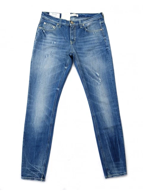 Jeans DONDUP Femme Modèle MUSIC P191 - 89% Coton, 11% élastomultiestère, Bleu, Neuf Avec étiquettes - Made In Italy